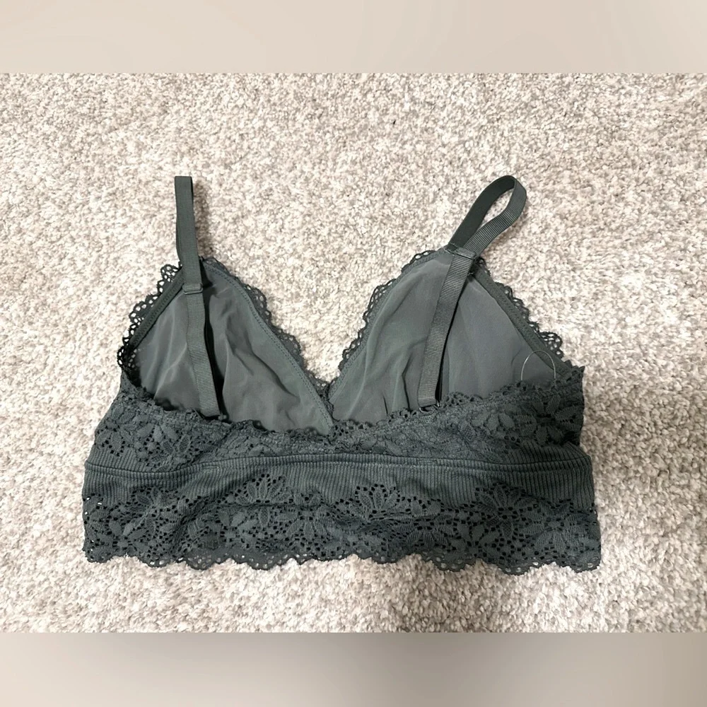 Aerie‎ Women’s Floral Crossover Lace Ribbed Bralette-Size L
